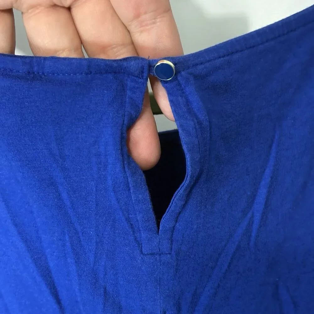 Lands' End Blue Short Sleeve Chiffon-Back Blouse Womens 2X 20W-22W Cobalt Blue - Picture 3 of 7